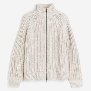 H&M Off-White Knit Sweater with Zipper